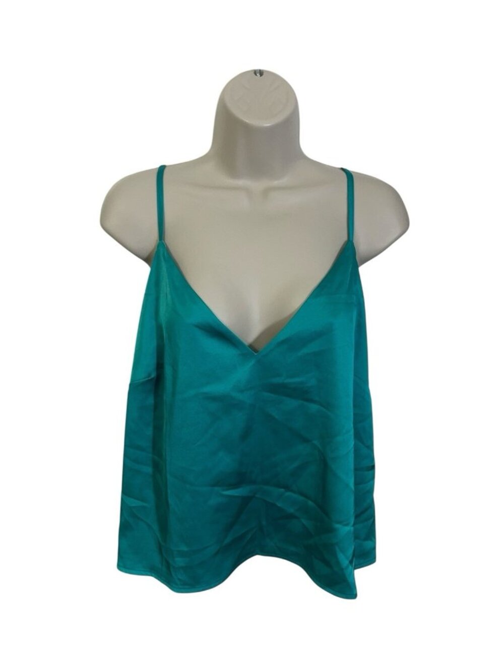 WALTER BAKER Women's Size XL Turquoise Satin V-Neck Blouse Retail $158.00